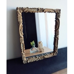 Miroir style antique patine verte et or