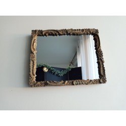 Miroir style antique patine verte et or