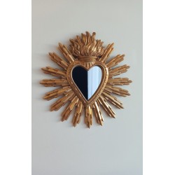 Miroir ex voto coeur doré