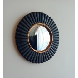 Miroir convexe rond fleur noir et or taille L