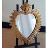 Miroir ex voto coeur soleil doré  taille L