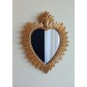 Miroir ex voto coeur soleil doré  taille L