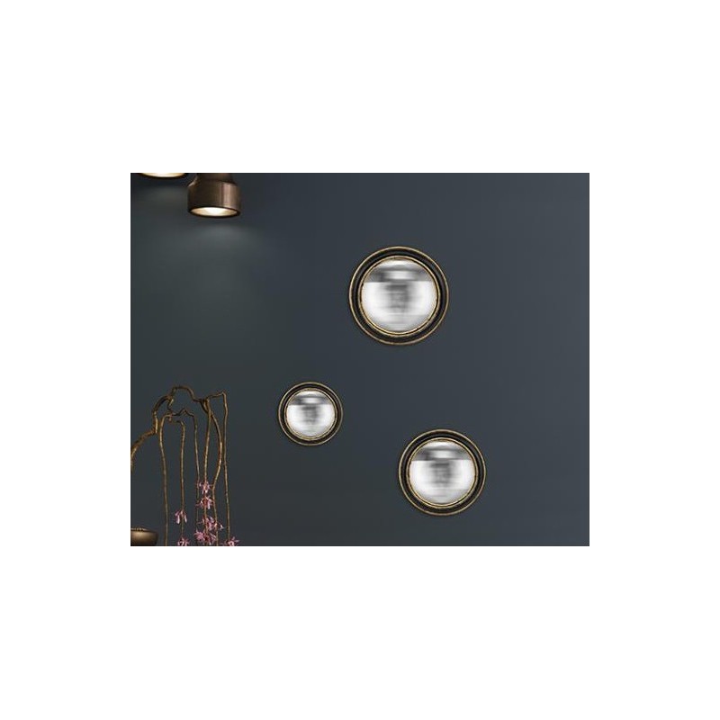 Ensemble de 3 miroirs de sorcière noir filet patine doré