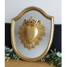 Cadre miroir ex voto coeur couronne gravé or