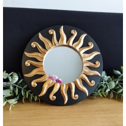 Miroir soleil noir et or ø17