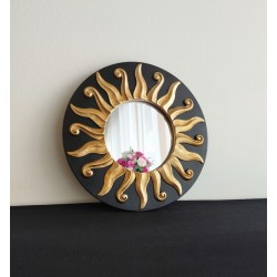 Miroir soleil noir et or ø17