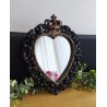 Miroir ex voto coeur couronne noir patine or