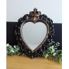 Miroir ex voto coeur couronne noir patine or