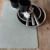 Service de 6 grandes assiettes plates en grès noir et beige ø27