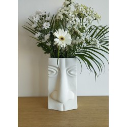 Vase visage céramique blanc / Pot pour fleur d'intérieur