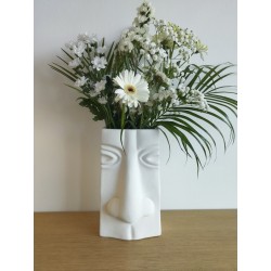 Vase visage céramique blanc / Pot pour fleur d'intérieur