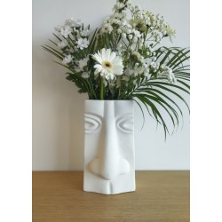 Vase visage céramique blanc / Pot pour fleur d'intérieur