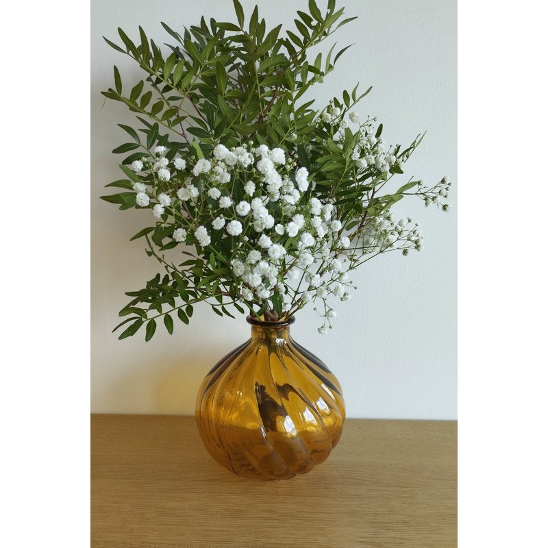 Vase boule en verre teinte ambre