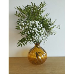 Vase boule en verre teinte ambre