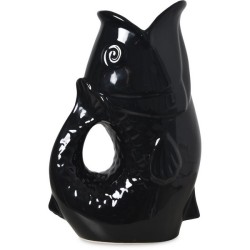 Vase pichet poisson noir en céramique - Grand modèle