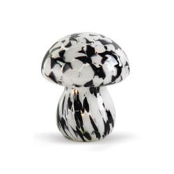 Lampe décorative champignon en verre tachetée noire à piles