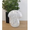 Lampe décorative champignon en verre tachetée blanche à piles