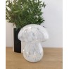 Lampe décorative champignon en verre tachetée blanche à piles