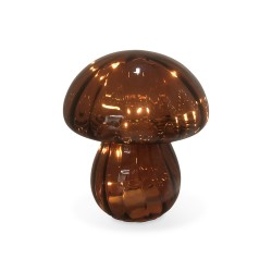 Lampe décorative champignon en verre ambré transparente à piles