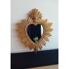 Miroir ex voto coeur soleil doré taille S