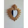 Miroir ex voto coeur soleil doré taille S