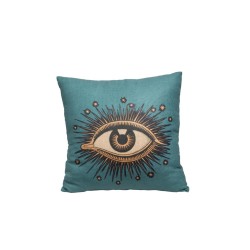 Coussin mauvais oeil étoilé bleu 45x45