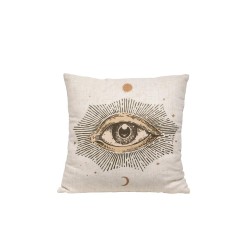 Coussin mauvais oeil soleil et lune beige 45x45