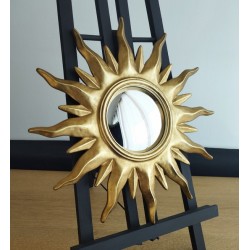 Miroir de sorcière soleil flamboyant doré ø30