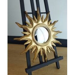 Miroir de sorcière soleil flamboyant doré ø30