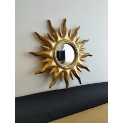 Miroir de sorcière soleil flamboyant doré ø30