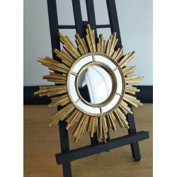 Miroir de sorcière soleil à facettes doré ø28