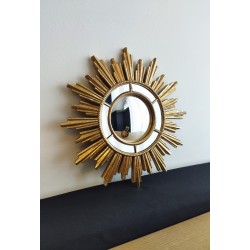 Miroir de sorcière soleil à facettes doré ø28