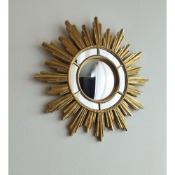 Miroir de sorcière soleil à facettes doré ø28