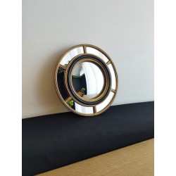 Miroir de sorcière à facettes noir et doré ø17