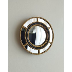 Miroir de sorcière à facettes noir et doré ø17