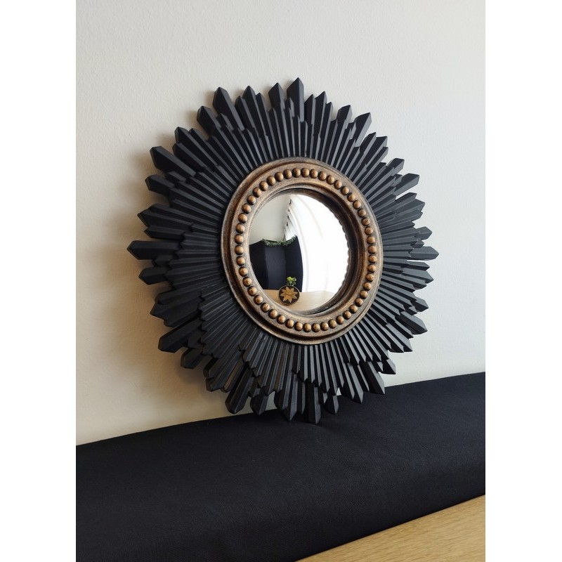 Miroir de sorcière soleil noir et bronze ø27