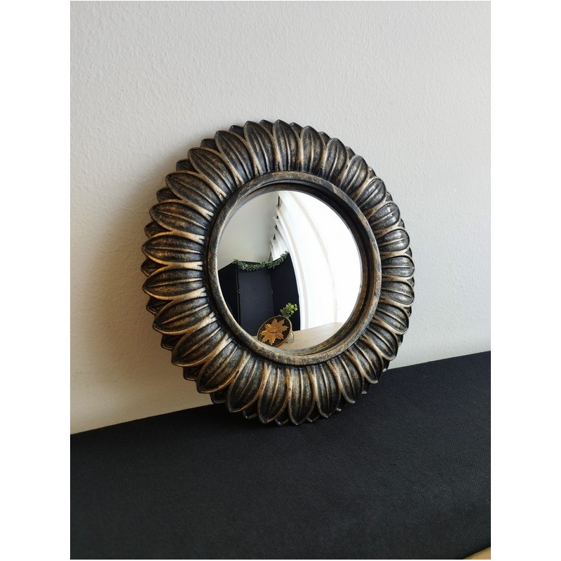 Miroir de sorcière fleur noir patine bronze ø18 (taille S)