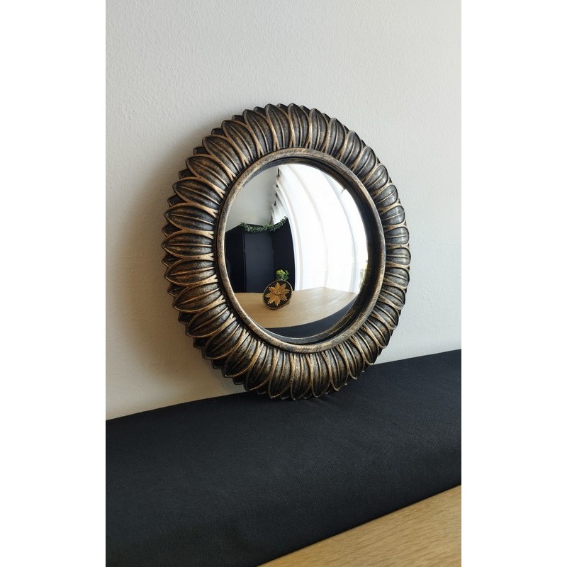 Miroir de sorcière fleur noir patine bronze ø22,5 (taille L)