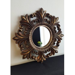 Miroir royal style baroque patiné ø31