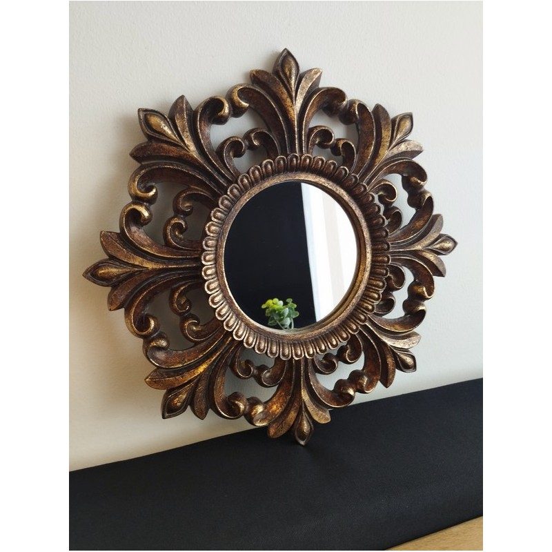 Miroir royal style baroque patiné ø31