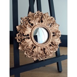 Miroir convexe fleur baroque cuivre