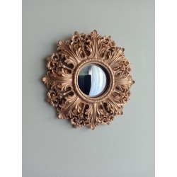 Miroir convexe fleur baroque cuivre