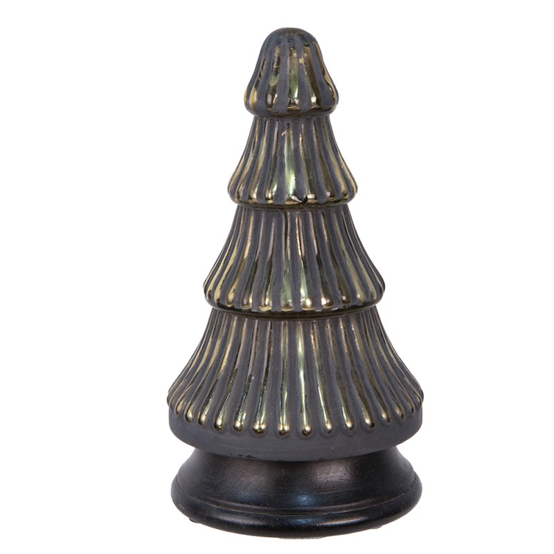 Décoration sapin de noël en verre teinte noir, or jaune et bois ø14x25