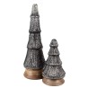 Décoration sapin de noël en verre teinte noir, blanc et bois ø13x24