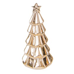 Décoration sapin de noël en porcelaine teinte or ø6x11