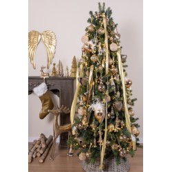 Décoration sapin de noël en porcelaine teinte or 16cm Taille S