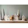 Décoration sapin de noël en céramique teinte beige et blanc 22cm Taille S