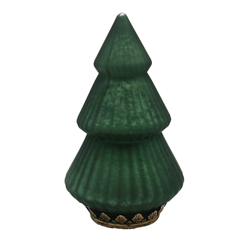 Décoration sapin de noël luminineux en verre et métal teinte vert ø13x23