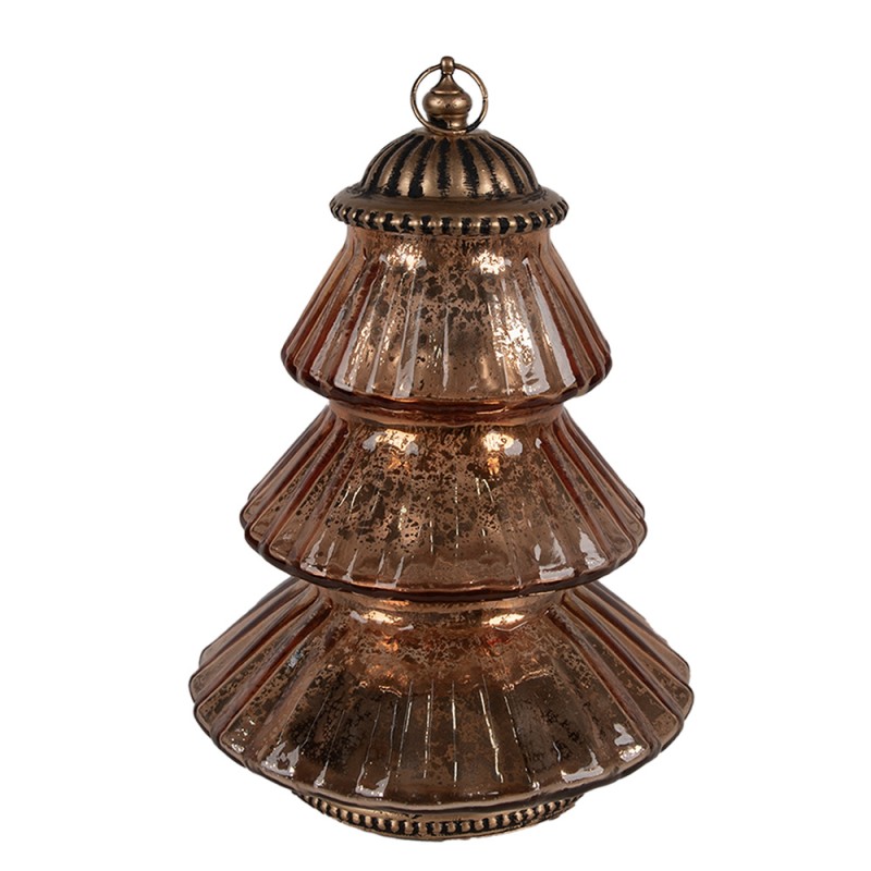 Décoration sapin de noël luminineux en verre et métal teinte cuivre ø16x22