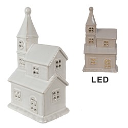 Maison lumineuse en céramique blanche 23cm